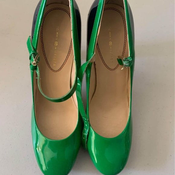 Tommy Hilfiger Green/Navy heels - Picture 2 of 3